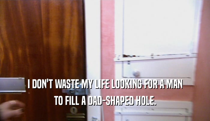 I DON'T WASTE MY LIFE LOOKING FOR A MAN
 TO FILL A DAD-SHAPED HOLE.
 