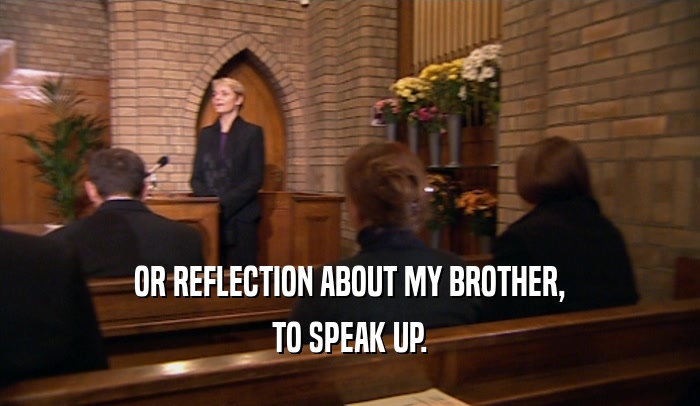 OR REFLECTION ABOUT MY BROTHER,
 TO SPEAK UP.
 