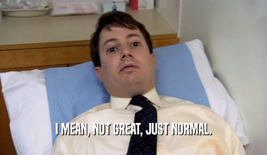 I MEAN, NOT GREAT, JUST NORMAL.  