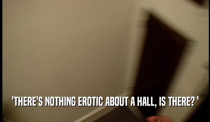 'THERE'S NOTHING EROTIC ABOUT A HALL, IS THERE? '  