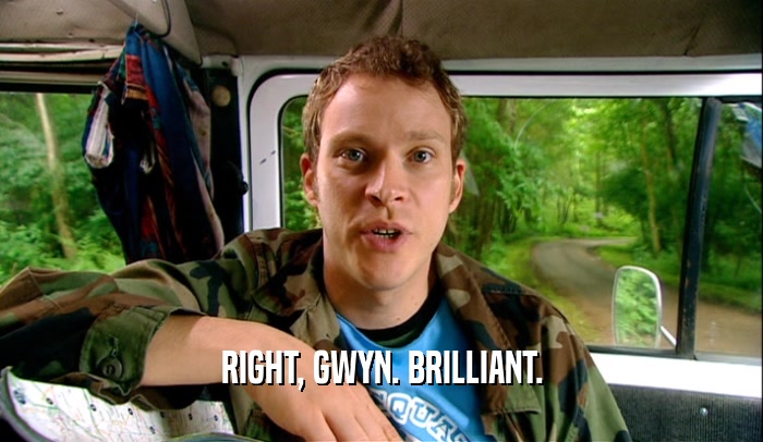 RIGHT, GWYN. BRILLIANT.  