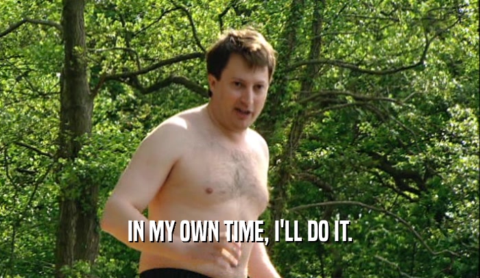 IN MY OWN TIME, I'LL DO IT.  
