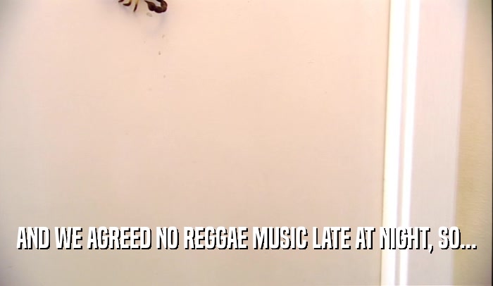 AND WE AGREED NO REGGAE MUSIC LATE AT NIGHT, SO...  