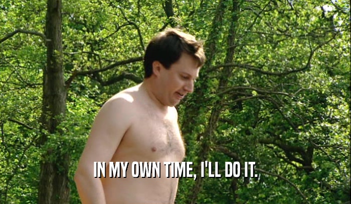 IN MY OWN TIME, I'LL DO IT.  