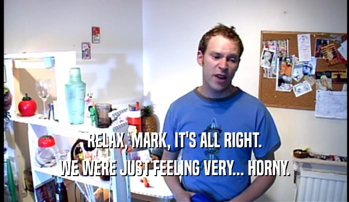 RELAX, MARK, IT'S ALL RIGHT.
 WE WERE JUST FEELING VERY... HORNY.
 