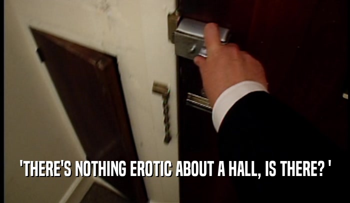 'THERE'S NOTHING EROTIC ABOUT A HALL, IS THERE? '  