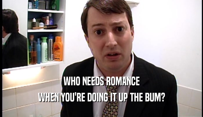 WHO NEEDS ROMANCE WHEN YOU'RE DOING IT UP THE BUM? 