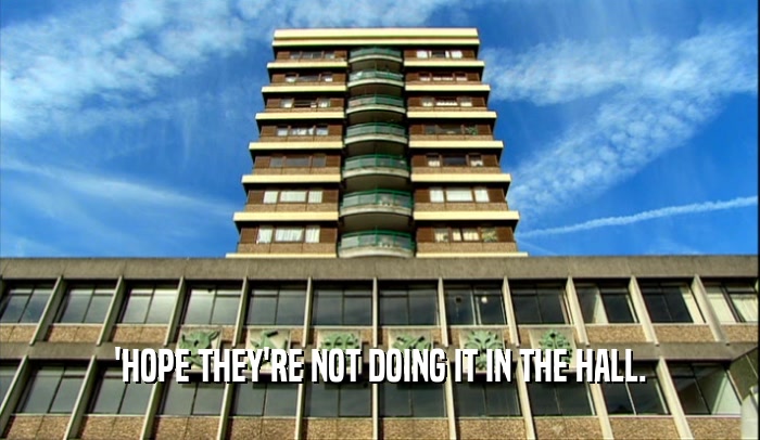 'HOPE THEY'RE NOT DOING IT IN THE HALL.  