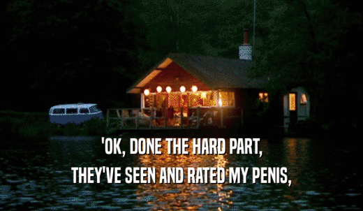 'OK, DONE THE HARD PART, THEY'VE SEEN AND RATED MY PENIS, 