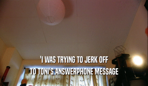 'I WAS TRYING TO JERK OFF TO TONI'S ANSWERPHONE MESSAGE 