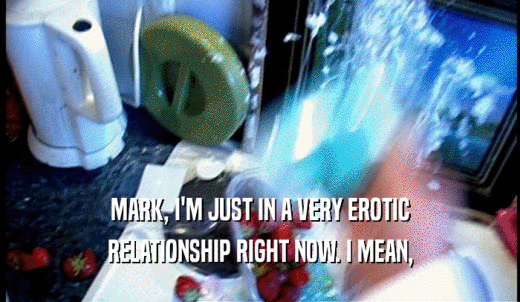 MARK, I'M JUST IN A VERY EROTIC RELATIONSHIP RIGHT NOW. I MEAN, 