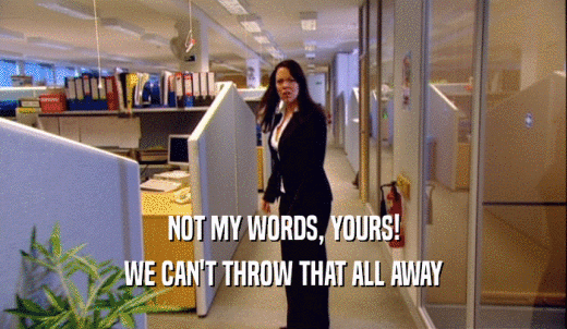 NOT MY WORDS, YOURS! WE CAN'T THROW THAT ALL AWAY 