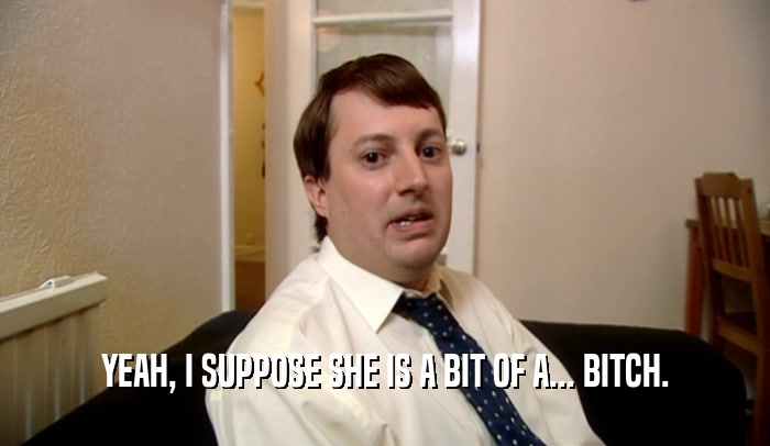 YEAH, I SUPPOSE SHE IS A BIT OF A... BITCH.  