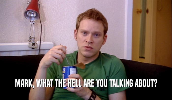 MARK, WHAT THE HELL ARE YOU TALKING ABOUT?  
