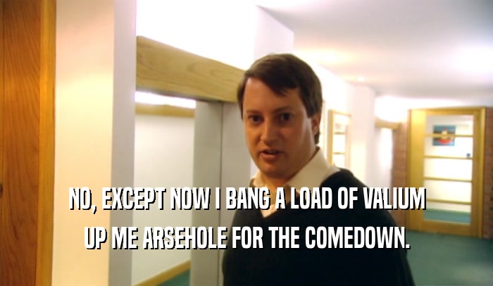 NO, EXCEPT NOW I BANG A LOAD OF VALIUM UP ME ARSEHOLE FOR THE COMEDOWN. 