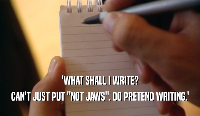'WHAT SHALL I WRITE? CAN'T JUST PUT 