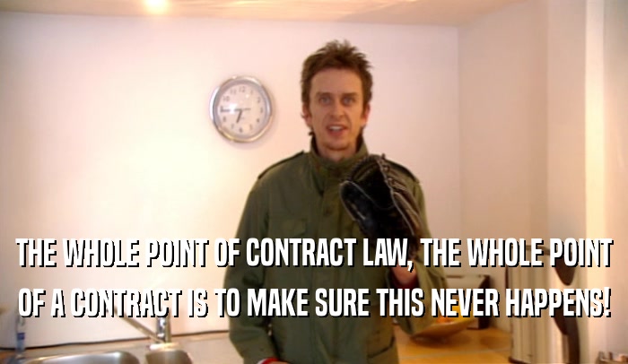 THE WHOLE POINT OF CONTRACT LAW, THE WHOLE POINT OF A CONTRACT IS TO MAKE SURE THIS NEVER HAPPENS! 