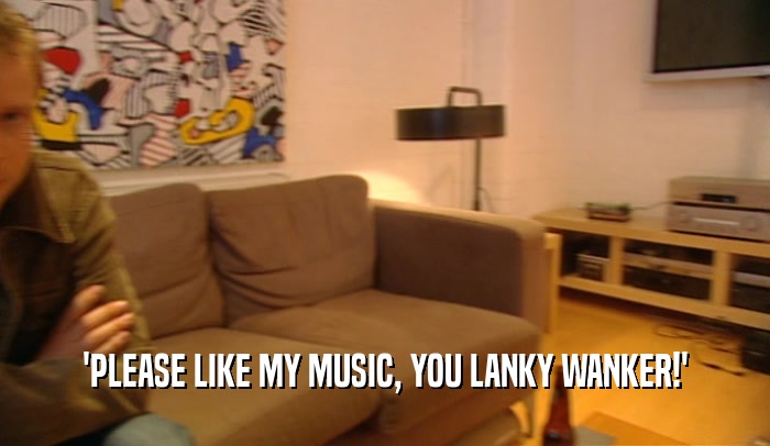 'PLEASE LIKE MY MUSIC, YOU LANKY WANKER!'  