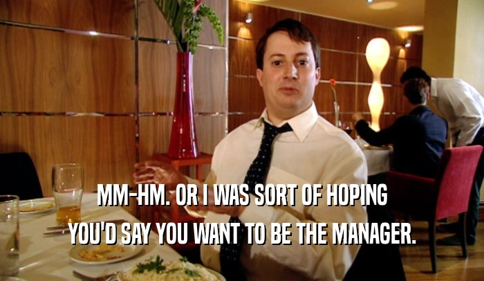 MM-HM. OR I WAS SORT OF HOPING
 YOU'D SAY YOU WANT TO BE THE MANAGER.
 