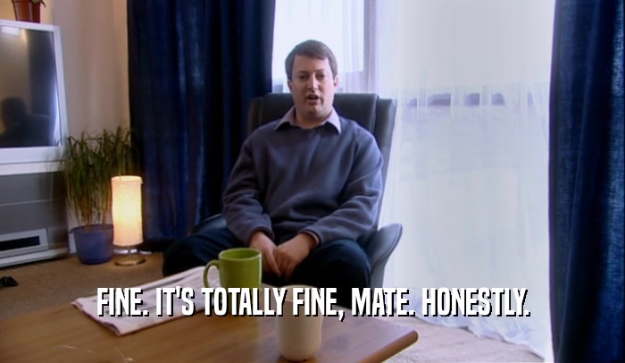 FINE. IT'S TOTALLY FINE, MATE. HONESTLY.  
