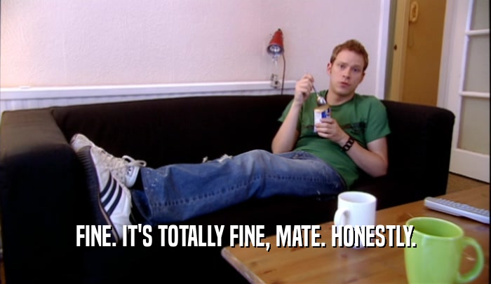 FINE. IT'S TOTALLY FINE, MATE. HONESTLY.  