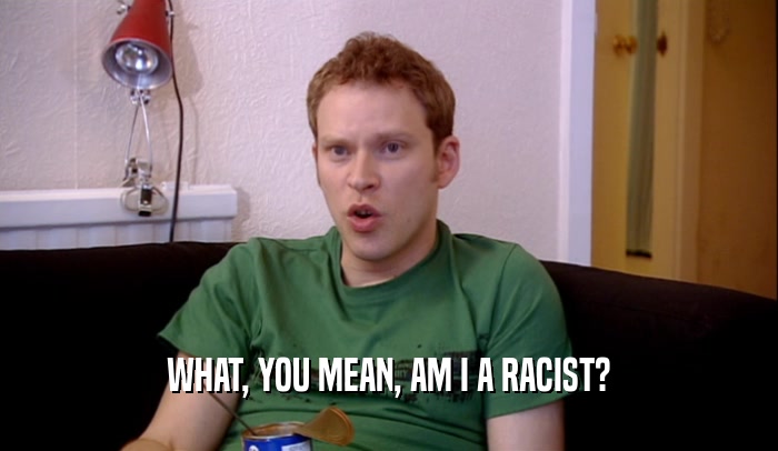 WHAT, YOU MEAN, AM I A RACIST?  