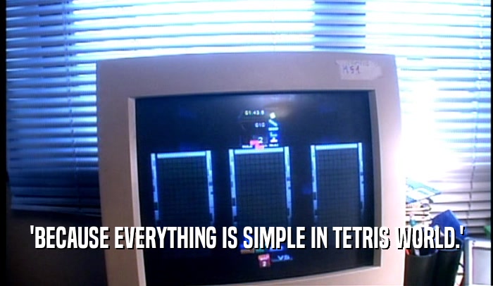 'BECAUSE EVERYTHING IS SIMPLE IN TETRIS WORLD.'  