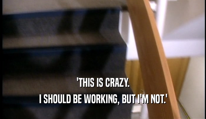 'THIS IS CRAZY. I SHOULD BE WORKING, BUT I'M NOT.' 