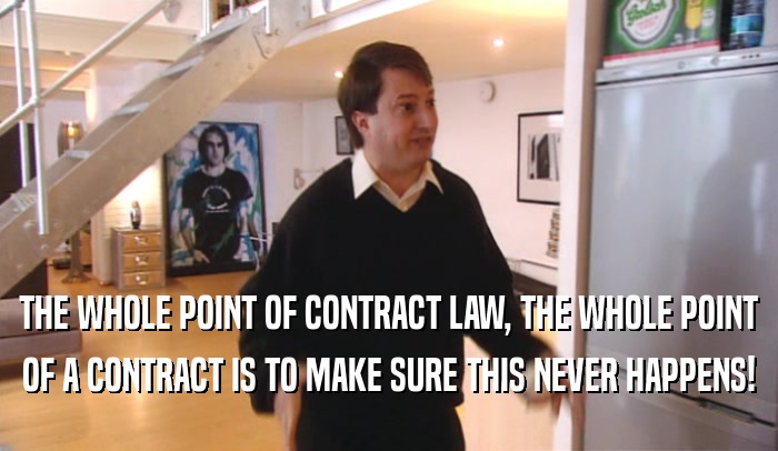 THE WHOLE POINT OF CONTRACT LAW, THE WHOLE POINT OF A CONTRACT IS TO MAKE SURE THIS NEVER HAPPENS! 