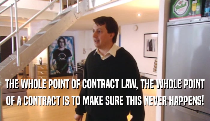 THE WHOLE POINT OF CONTRACT LAW, THE WHOLE POINT OF A CONTRACT IS TO MAKE SURE THIS NEVER HAPPENS! 
