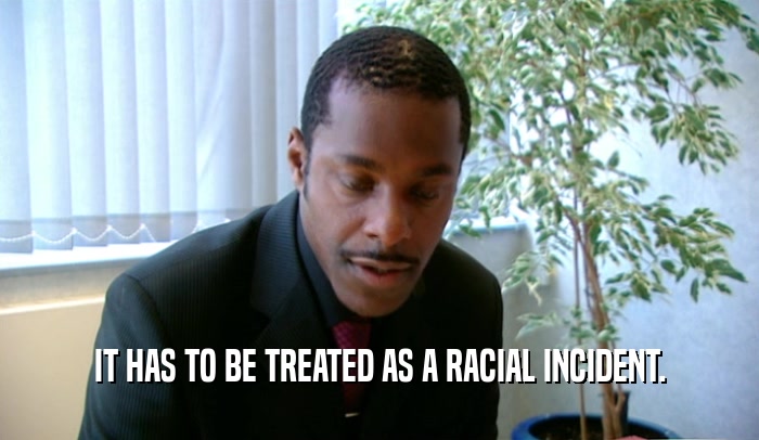 IT HAS TO BE TREATED AS A RACIAL INCIDENT.  