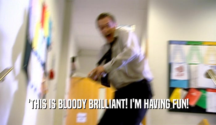 'THIS IS BLOODY BRILLIANT! I'M HAVING FUN!  