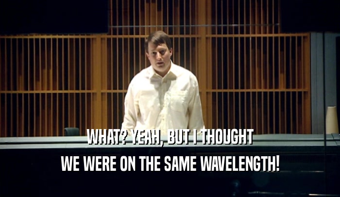WHAT? YEAH, BUT I THOUGHT WE WERE ON THE SAME WAVELENGTH! 