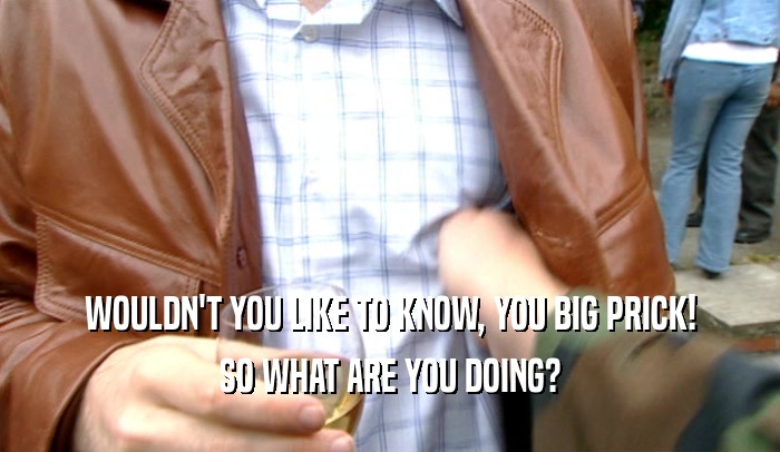 WOULDN'T YOU LIKE TO KNOW, YOU BIG PRICK! SO WHAT ARE YOU DOING? 