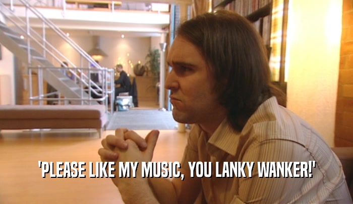 'PLEASE LIKE MY MUSIC, YOU LANKY WANKER!'  