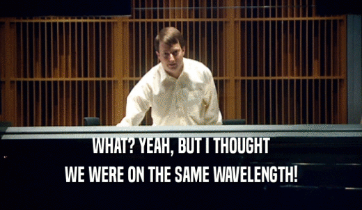 WHAT? YEAH, BUT I THOUGHT WE WERE ON THE SAME WAVELENGTH! 