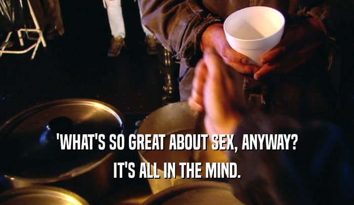 'WHAT'S SO GREAT ABOUT SEX, ANYWAY? IT'S ALL IN THE MIND. 