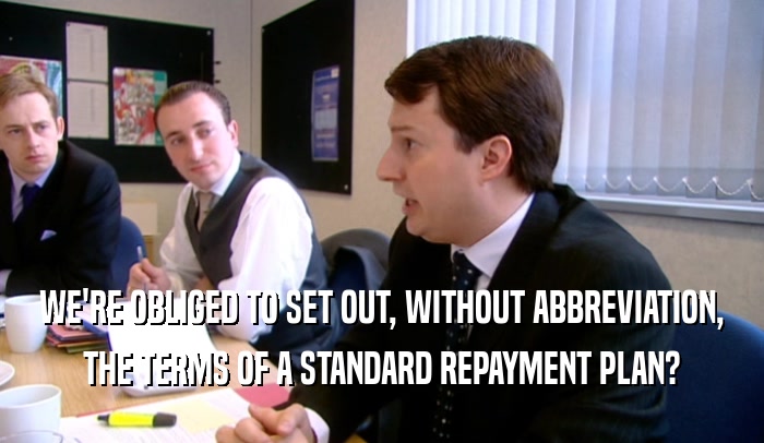 WE'RE OBLIGED TO SET OUT, WITHOUT ABBREVIATION, THE TERMS OF A STANDARD REPAYMENT PLAN? 