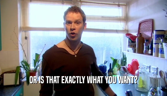 OR IS THAT EXACTLY WHAT YOU WANT?  