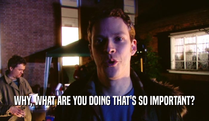 WHY, WHAT ARE YOU DOING THAT'S SO IMPORTANT?  