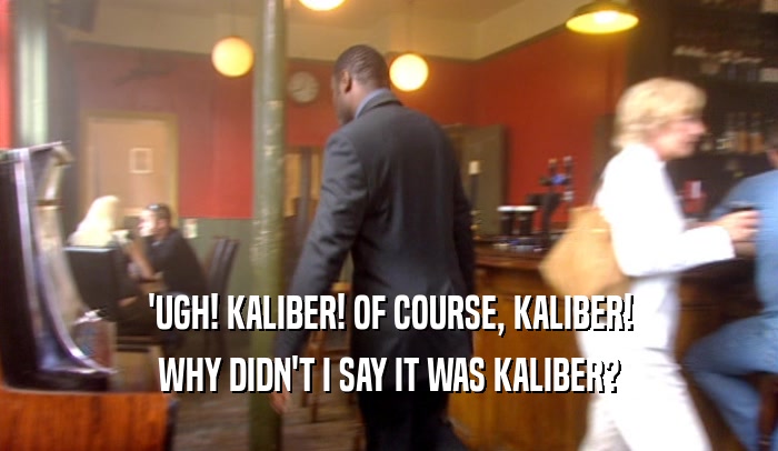 'UGH! KALIBER! OF COURSE, KALIBER! WHY DIDN'T I SAY IT WAS KALIBER? 