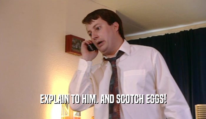 EXPLAIN TO HIM. AND SCOTCH EGGS!  