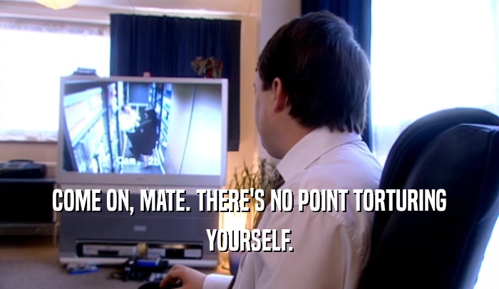 COME ON, MATE. THERE'S NO POINT TORTURING YOURSELF. 