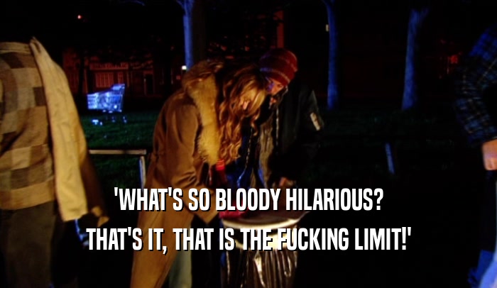'WHAT'S SO BLOODY HILARIOUS? THAT'S IT, THAT IS THE FUCKING LIMIT!' 