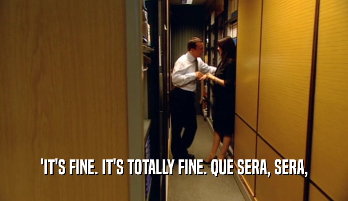 'IT'S FINE. IT'S TOTALLY FINE. QUE SERA, SERA,  