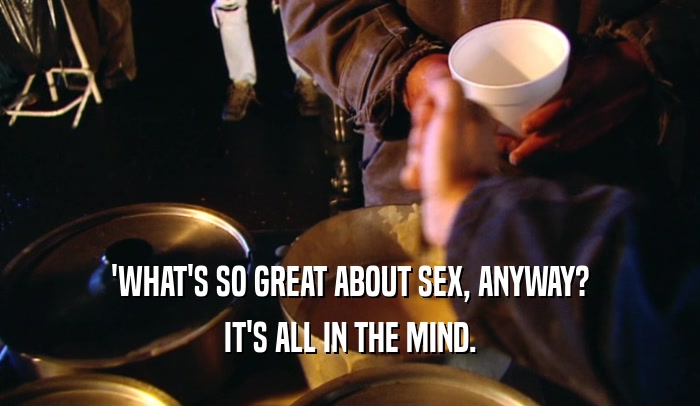 'WHAT'S SO GREAT ABOUT SEX, ANYWAY? IT'S ALL IN THE MIND. 