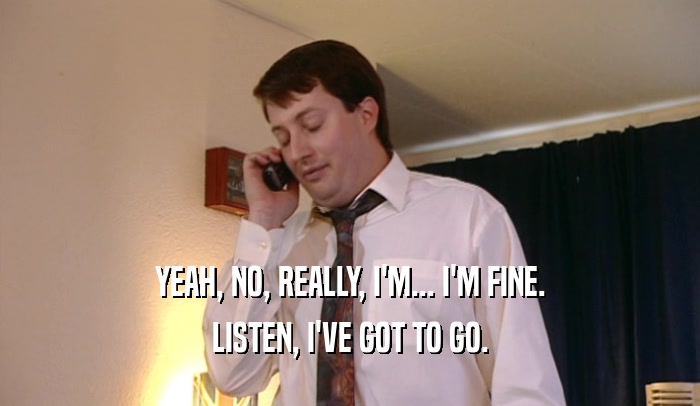 YEAH, NO, REALLY, I'M... I'M FINE. LISTEN, I'VE GOT TO GO. 