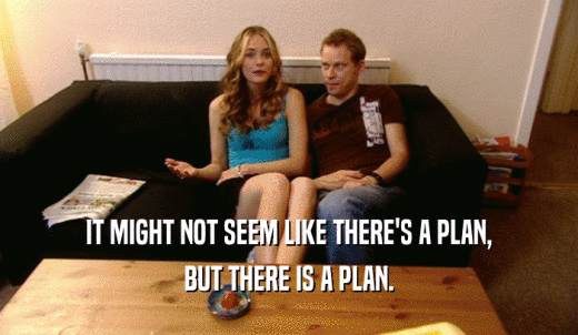 IT MIGHT NOT SEEM LIKE THERE'S A PLAN, BUT THERE IS A PLAN. 