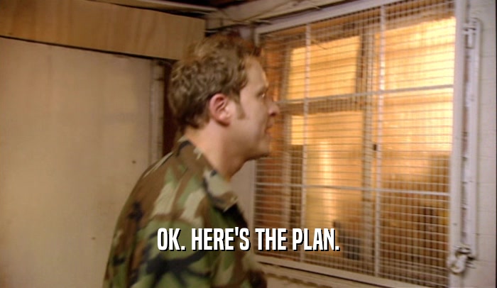 OK. HERE'S THE PLAN.  