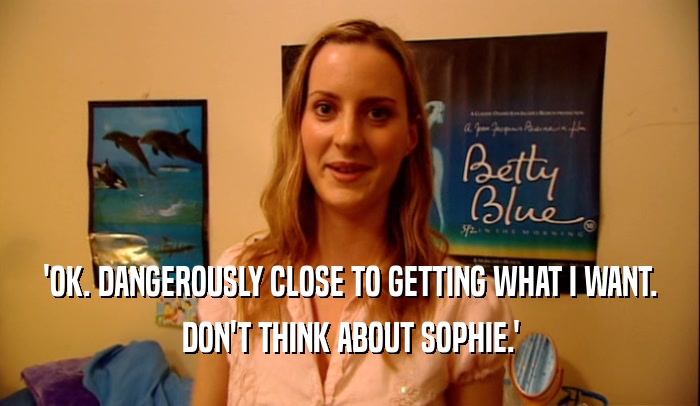 'OK. DANGEROUSLY CLOSE TO GETTING WHAT I WANT. DON'T THINK ABOUT SOPHIE.' 